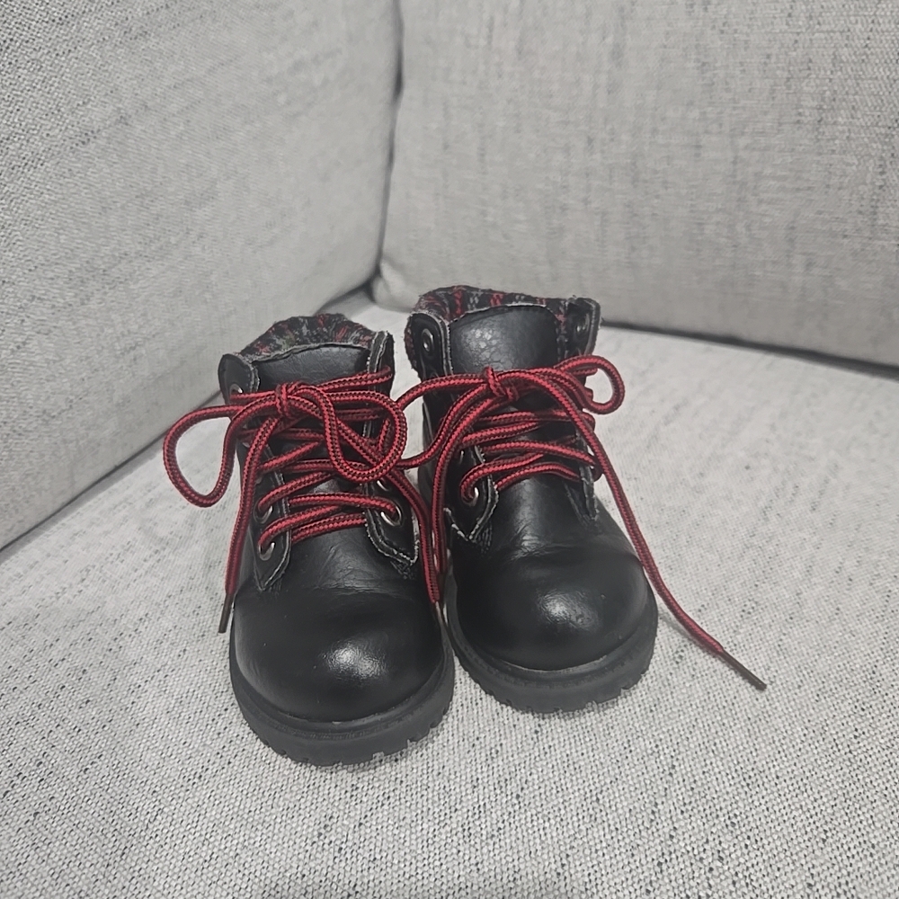 Black Kids Boots with Red Laces